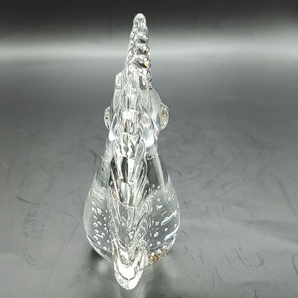 Vintage Art Glass Unicorn Paperweight with Controlled Bubbles - Picture 4 of 8